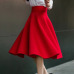 5XL Plus Size Skirt High Waisted Skirts Womens White Knee Length Bottoms Pleated Skirt Saia Midi Pink Black Red Blue 2019