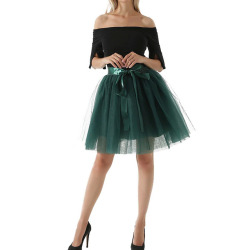 7 Layers Midi Tulle Skirt for Girls Fashion Tutu Skirts Women Ball Gown Party Petticoat Lolita faldas saia jupe