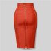 8 Colors Sexy Solid Zipper Orange Blue Black Bandage Skirt Women Elastic Bodycon Summer Pencil Skirts 55cm