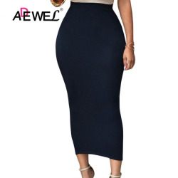 ADEWEL 2019 Sexy Women Bodycon Long Skirt Black High Waist Tight Maxi Skirts Club Party Wear Elegant Pencil Skirt Casual Skirts