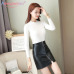 Aelegantmis Spring Summer Casual PU Leather Skirt Women Elegant Zipper Mini A-Line Skirt Lady Skinny High Waist Skirts Black