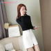 Aelegantmis Spring Summer Casual PU Leather Skirt Women Elegant Zipper Mini A-Line Skirt Lady Skinny High Waist Skirts Black