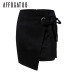 Affogatoo Asymmetrical sash knotted suede skirt women High waist sexy split winter skirt 2018 Autumn casual leather skirt female