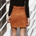 Affogatoo High waist suede leather skirts 2018 Autumn winter belt ruched bodycon skirt Women asymmetric short skirts female