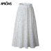 Aproms White Dots Floral Print Pleated Midi Skirt Women Elastic High Waist Side Pockets Skirts Summer 2019 Elegant Female Bottom