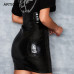 Articat Sexy High Waist PU Leather Skirt Women Black Chest Up Back Zipper Bodycon Mini Skirts Womens 2018 Party Pencil Skirt