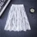 Autumn Summer Women Sexy Lace Skirts Chic Floral Lace Solid Casual Mesh tulle skirt Hollow Out short Black White Skirt