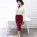 Autumn Winter Bodycon Skirt Women Stretchable Split Skirt Mid Calf Slim Pencil Skirts For Women Female Knit Skirt