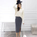 Autumn Winter Bodycon Skirt Women Stretchable Split Skirt Mid Calf Slim Pencil Skirts For Women Female Knit Skirt