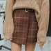 Autumn Winter Women Skirt Thickened Woolen Plaid Retro Female Cute Kawaii Skirts Jupe Femme Faldas Mujer Moda