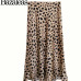 Bazaleas Vintage High Waist Midi Skirts Leopard Pattern Women Skirt Sexy Slim Wild women skirt Casual slip style skirt