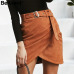 BeAvant Asymmetric suede leather skirts womens Sash high waist winter skirt female Ruched bodycon pink short skirt autumn 2018