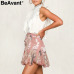 BeAvant Bohemian print summer skirts womens Ruffle pleated floral short boho skirt female High waist chiffon beach mini skirt