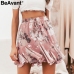 BeAvant Bohemian print summer skirts womens Ruffle pleated floral short boho skirt female High waist chiffon beach mini skirt