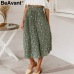 BeAvant Floral print high waist long pleated skirt Women holiday beach chiffon summer skirt Bohemian loose ladies skirts female