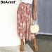 BeAvant Floral print high waist long pleated skirt Women holiday beach chiffon summer skirt Bohemian loose ladies skirts female