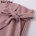 BerryGo Asymmetrical sash bow suede skirts women High waist split sexy black skirts 2018 Autumn winter casual mini skirts female