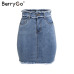 BerryGo Sexy pencil denim skirts women skirt Tassel high waist bodycon mini skirt female streetwear jeans summer skirts 2019