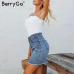 BerryGo Sexy pencil denim skirts women skirt Tassel high waist bodycon mini skirt female streetwear jeans summer skirts 2019