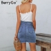 BerryGo Sexy pencil denim skirts women skirt Tassel high waist bodycon mini skirt female streetwear jeans summer skirts 2019