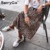 BerryGo Vintage leopard print midi skirt Women punk korean skirt fashion 2018 Sexy high waist ladies pleated retro autumn skirts