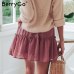 BerryGo print mini women skirts High waist polka dot tassel green A line summer skirt Sexy ruffle beach female tutu skirts 2019