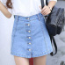 Bigsweety Faldas Mujer Moda 2018 Women High Waist A-Line Denim Skirts Casual Harajuku Single-Breasted Mini Skirt Jeans Skirt