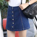 Bigsweety Faldas Mujer Moda 2018 Women High Waist A-Line Denim Skirts Casual Harajuku Single-Breasted Mini Skirt Jeans Skirt