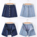 Bigsweety Faldas Mujer Moda 2018 Women High Waist A-Line Denim Skirts Casual Harajuku Single-Breasted Mini Skirt Jeans Skirt