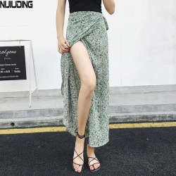 Boho Print Summer Holiday Beach Skirts Women 2019 Casual High Waist Long Slim Wrap Floral Skirt Ladies Bohemia One Piece Skirts