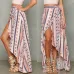 Boho Women Ladies Summer Bandage Beach Skirt Party Maxi Swimwear Cover Long Skirt Floral Print Lace up Maxi Women's Shirt