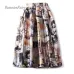 BunniesFairy 2018 Summer New 50s 60s Vintage Retro Lady Newspaper Print High Waist Pleated Flare Midi Skirt Saia Longa Plissada
