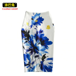 CR Spring Fashion pencil Skirt 2XL Size Women Office Lady Bracelet Skirts Geometric Print Slim Elasticity Bodycon Knee Length