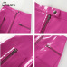 CWLSP New Pink PU Leather Skirts 2018 Summer Sexy Skirts For Women Slim Split Zipper With Metal Button Mini Skirt QZ2579