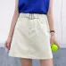 Candy Color Summer Women Jeans Skirt A-Line Belt Casual Harajuku Denim Jupe Mujer College Wind High Waist Black Red Khaki Skirts