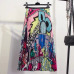 Cartoon Print Pleated Women Long Skirts High Waist A-Line Elastic Blue Pink Skirt For Ladies 2019 Summer Casual Female Bottoms