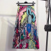 Cartoon Print Pleated Women Long Skirts High Waist A-Line Elastic Blue Pink Skirt For Ladies 2019 Summer Casual Female Bottoms