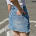 Casual Irregular High Waist Denim Skirt Light Wash Women Ripped Mini Skirt Female mini saia mujer 2018 Summer