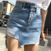 Casual Irregular High Waist Denim Skirt Light Wash Women Ripped Mini Skirt Female mini saia mujer 2018 Summer