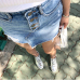 Casual Irregular High Waist Denim Skirt Light Wash Women Ripped Mini Skirt Female mini saia mujer 2018 Summer