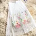 Colorfaith 2017 New Puff Women Mesh Tulle long Skirt Fashion Vintage Pleated Floral Embroidery Elegant Female Tutu Skirts SP043