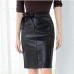 Colorfaith New 2019 Women PU Leather Skirt Autumn Winter Pencil Eelegant Bow Ladies Fashion Package Hip Slit Midi Skirt SK3440