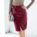 Colorfaith New 2019 Women PU Leather Skirt Autumn Winter Pencil Eelegant Bow Ladies Fashion Package Hip Slit Midi Skirt SK3440