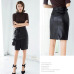 Colorfaith New 2019 Women PU Leather Skirt Autumn Winter Pencil Eelegant Bow Ladies Fashion Package Hip Slit Midi Skirt SK3440