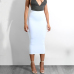 Colysmo Double Layers High Waist Pencil Midi Skirt Bodycon Long Skirt Cotton Maxi Skirt White Summer Skirts Womens Saia Midi New