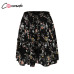 Conmoto Floral Print Black Female 2019 Skirts Women Casual Sexy Ruffles Short Skirts Feminine High Waist Boho Skirts