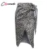 Conmoto Wrap Bow Satin Midi Skirt Women Split Sexy Leopard Print High Waist Skirts High Fashion Winter Feminino Skirt