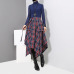 [EAM] 2019 New Spring High Waist Red Plaid Split Joitn Loose Big Hem Half-body Skirt Women Fashion Tide All-match JD402