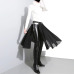 [EAM] 2019 New Spring High Waist Solid Color Black Pleated Loose Split Joint Half-body Skirt Women Fashion Tide JD10501