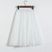 ELEXS Autumn Tulle Skirts Womens Winter Tulle Skirt Elastic High Waist Pleated Midi Skirt Three Layers E7933